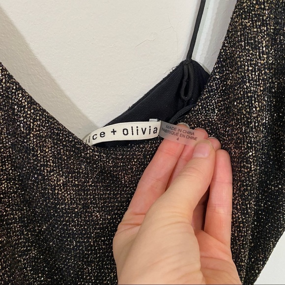 Alice + Olivia Mini Dress Gold 4 - Picture 5 of 6